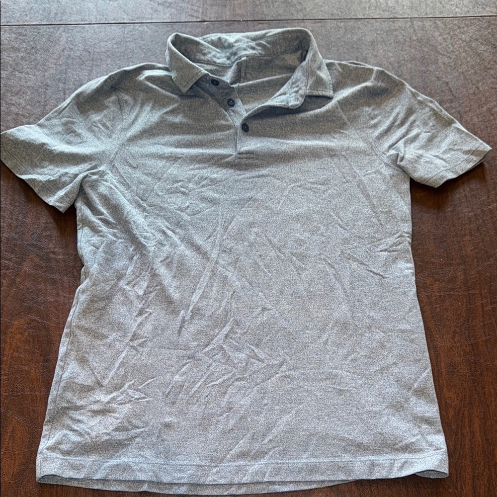 Lululemon Men's Gray Blue Polo Shirt Size Small